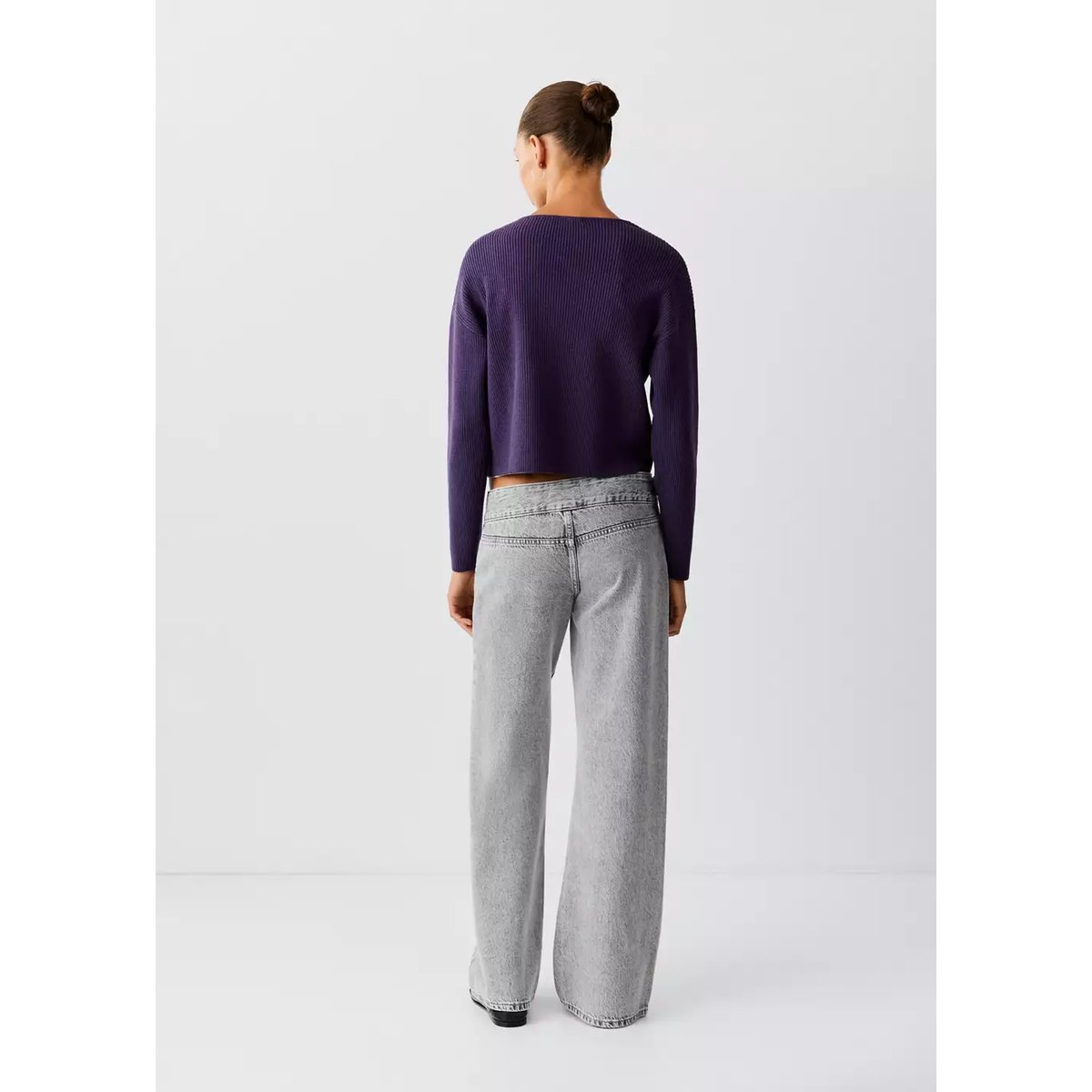 Jean taille basse avec détail de ceinture gris denim, MANGO TEEN