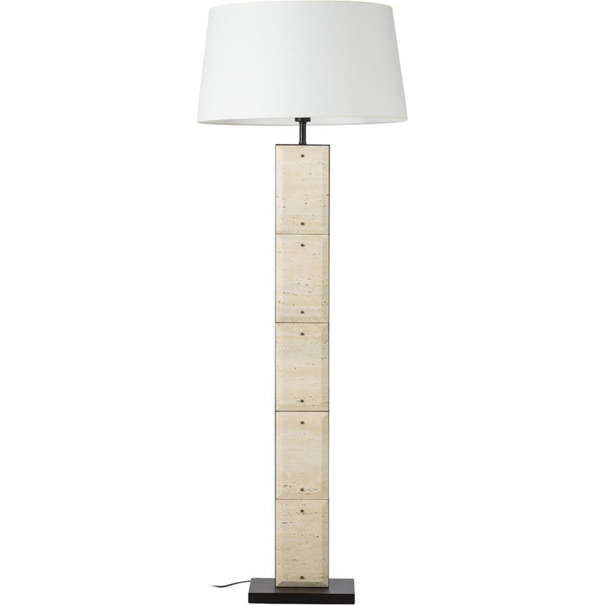 Lampadaire en marbre travertin et métal beige et noir, RECOLLECTION