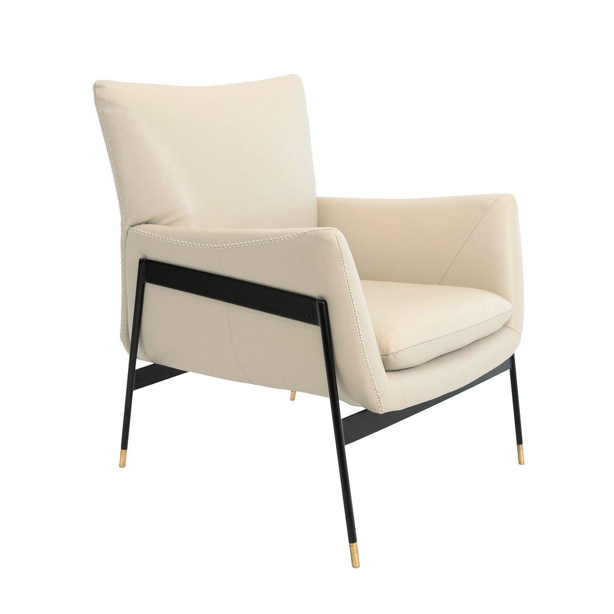 Fauteuil en cuir et pieds en acier gris perle | noir, ANGEL CERDA