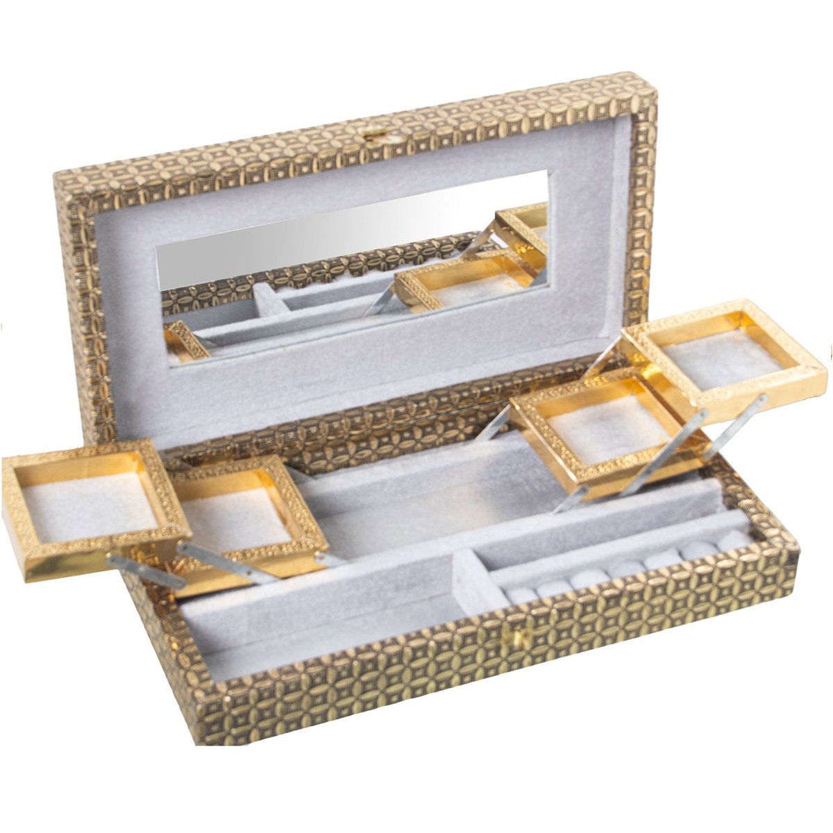 Boîte à bijoux articulée en métal doré 38x20x8cm doré, WADIGA
