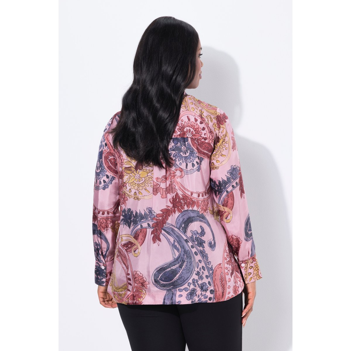 Chemisier en cupro motif à fleurs rose, ULLA POPKEN