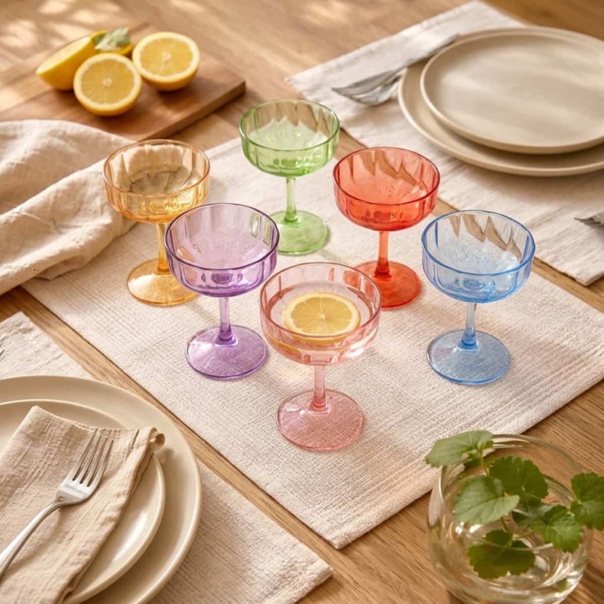 Set de 6 coupes en verre 10x13cm vert, HASHTAG DECO