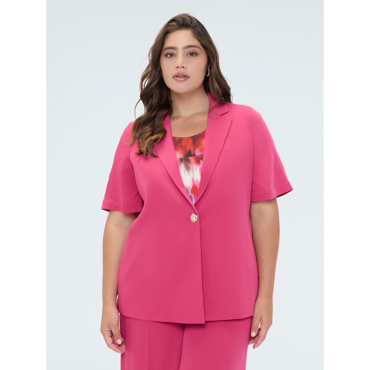 Blazer avec bouton bijou fuchsia, FIORELLA RUBINO