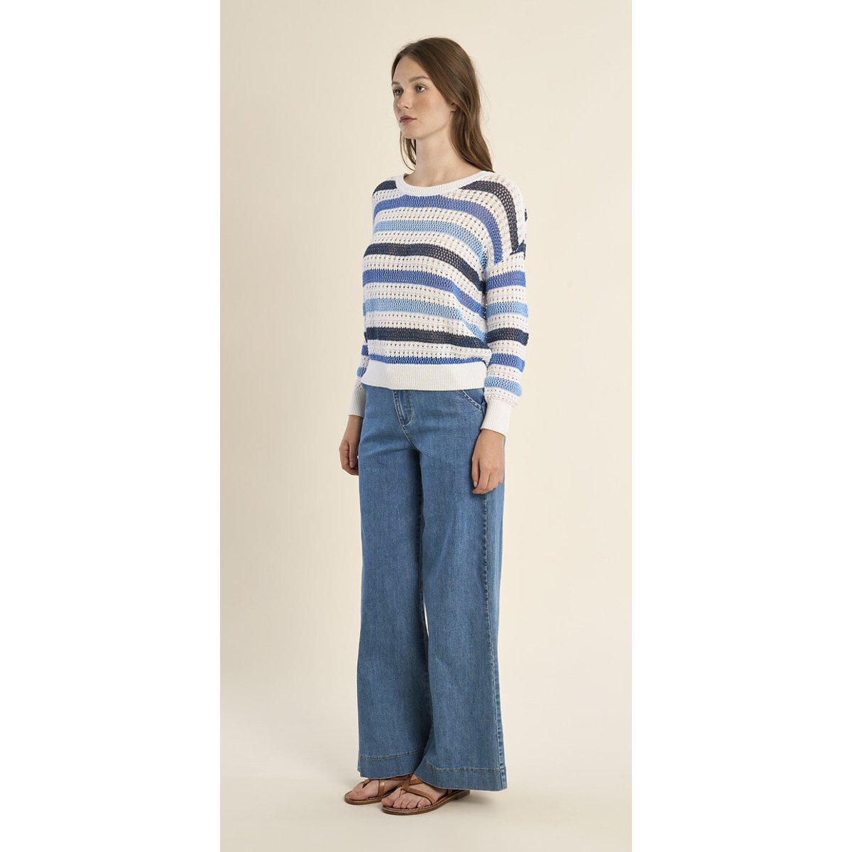 Pull rayé manches longues bleu, MOLLY BRACKEN