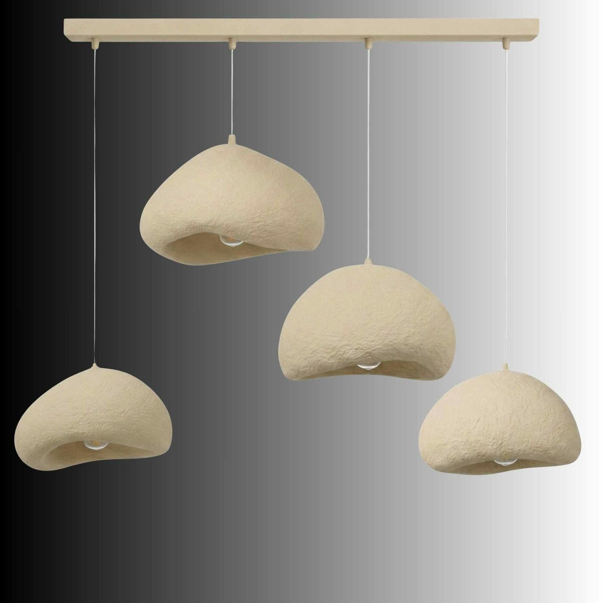 Suspension organique 4 abat-jour NOXIS beige, PIER IMPORT