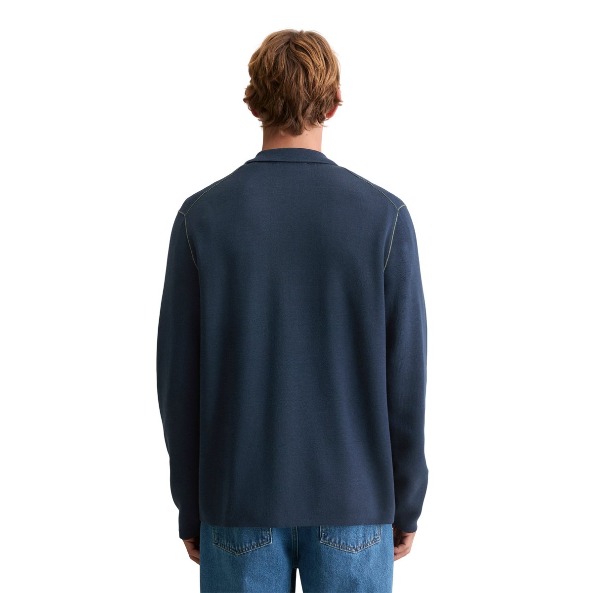 Veste en tricot loose avec fermeture éclair et col polo bleu foncé, MARC O’POLO DENIM
