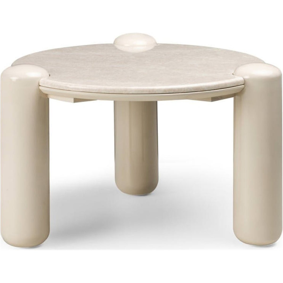 Table basse ronde effet marbre collection NORREL beige clair effet marbre brillant, RECOLLECTION