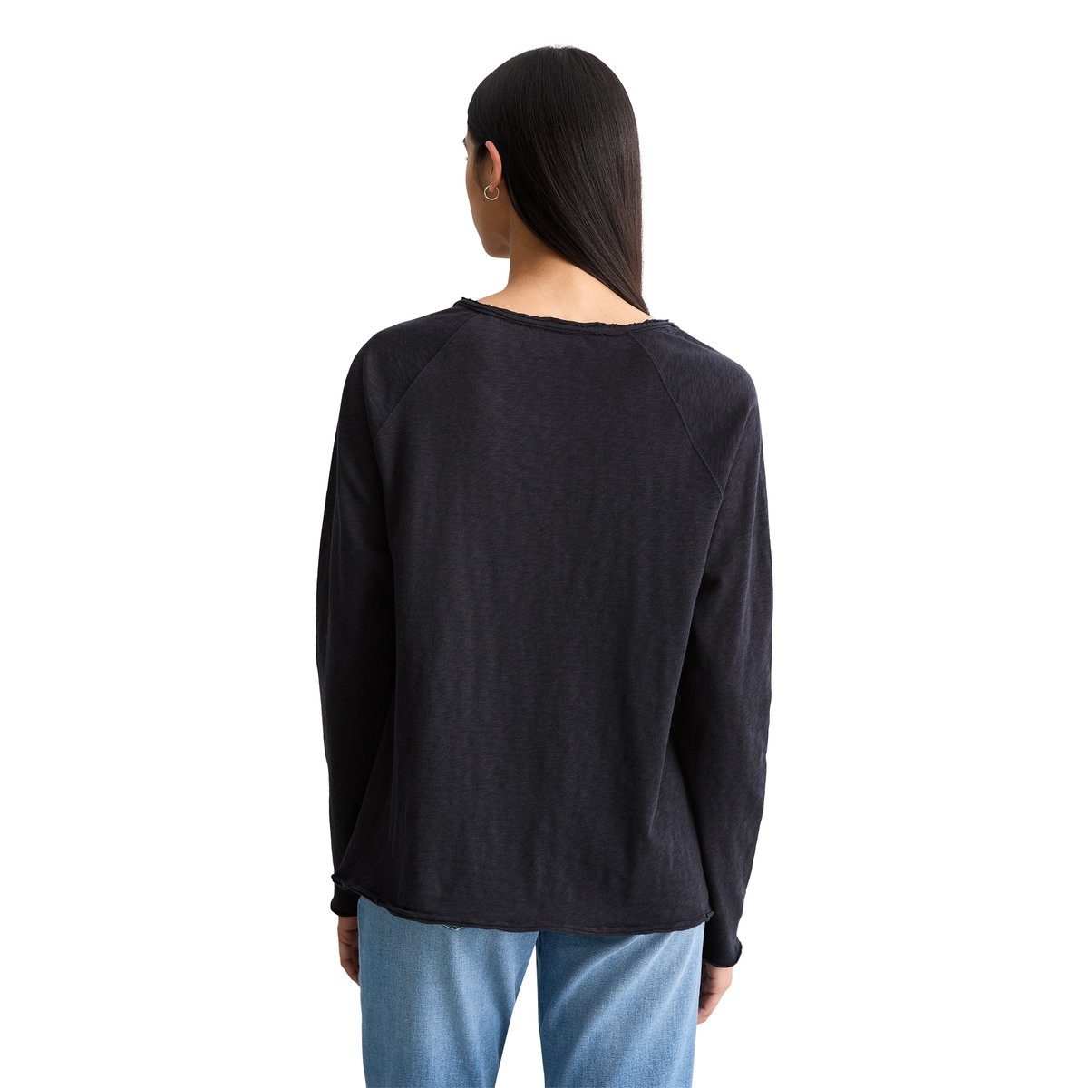 T-shirt long régulier en coton organique bleu foncé, MARC O’POLO DENIM
