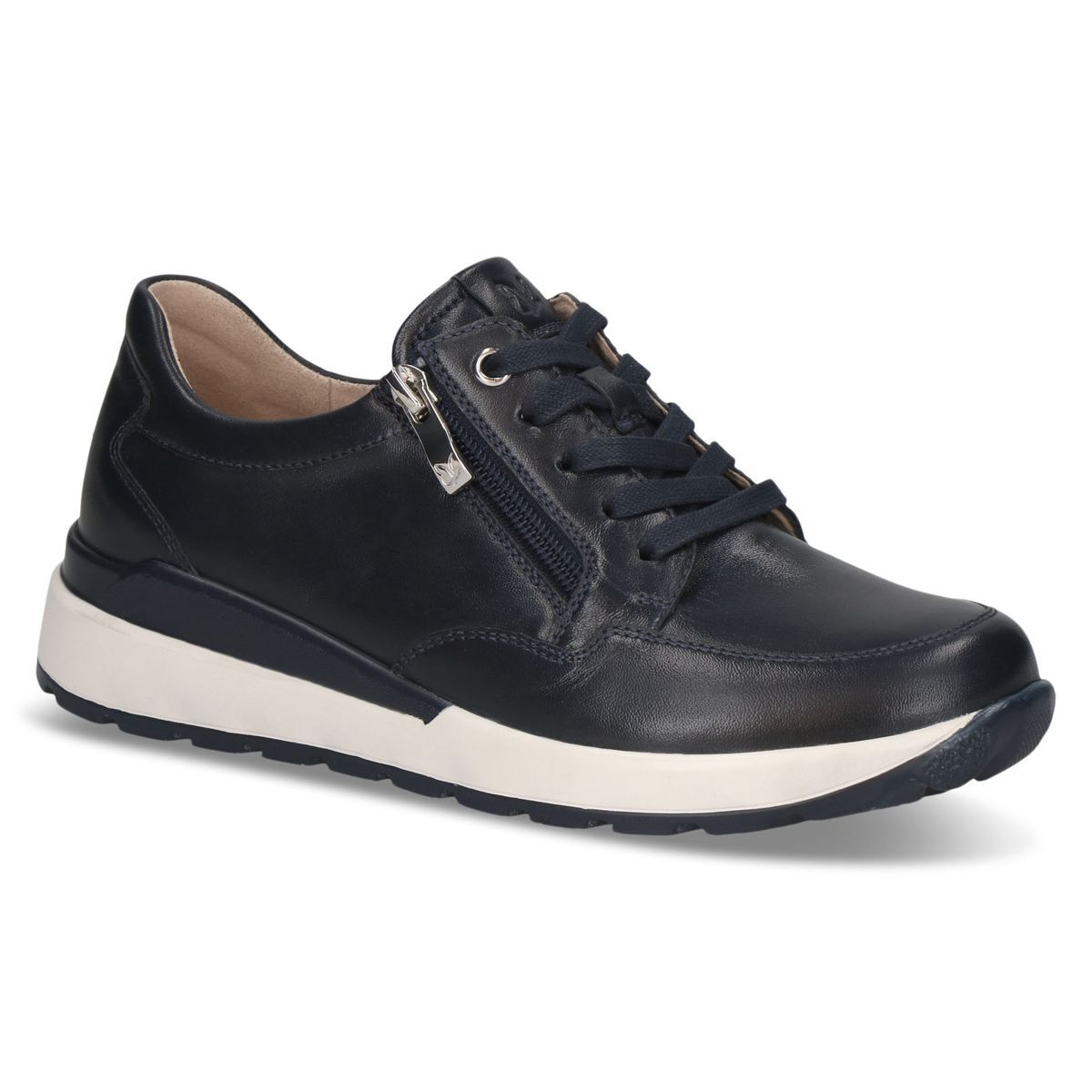 Basket en cuir bleu océan nappa, CAPRICE