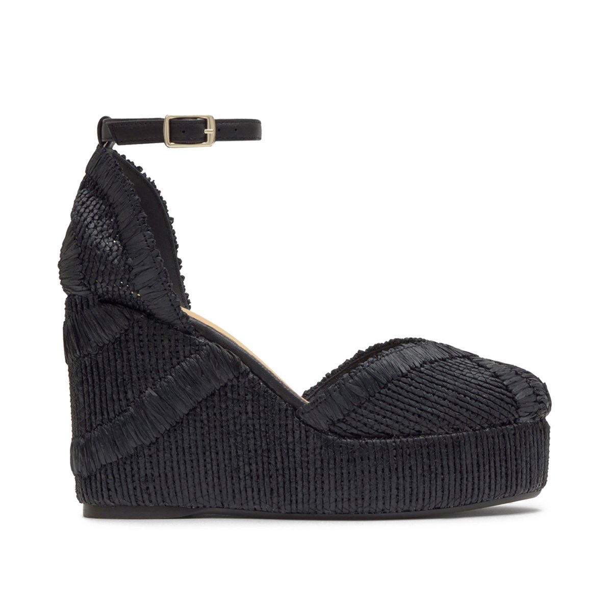 Espadrilles en raphia à talons compensés à bride CHARMIE EXTRA PLATFORM noir, CASTANER