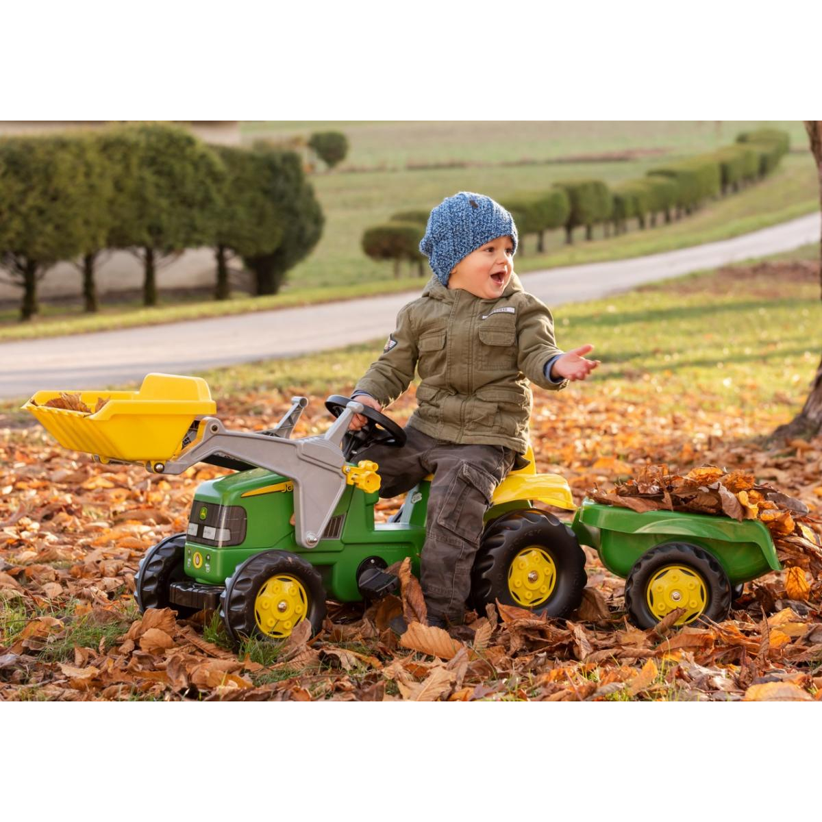 Tracteur a pedales + remorque rollyKid John Deere vert, ROLLY TOYS
