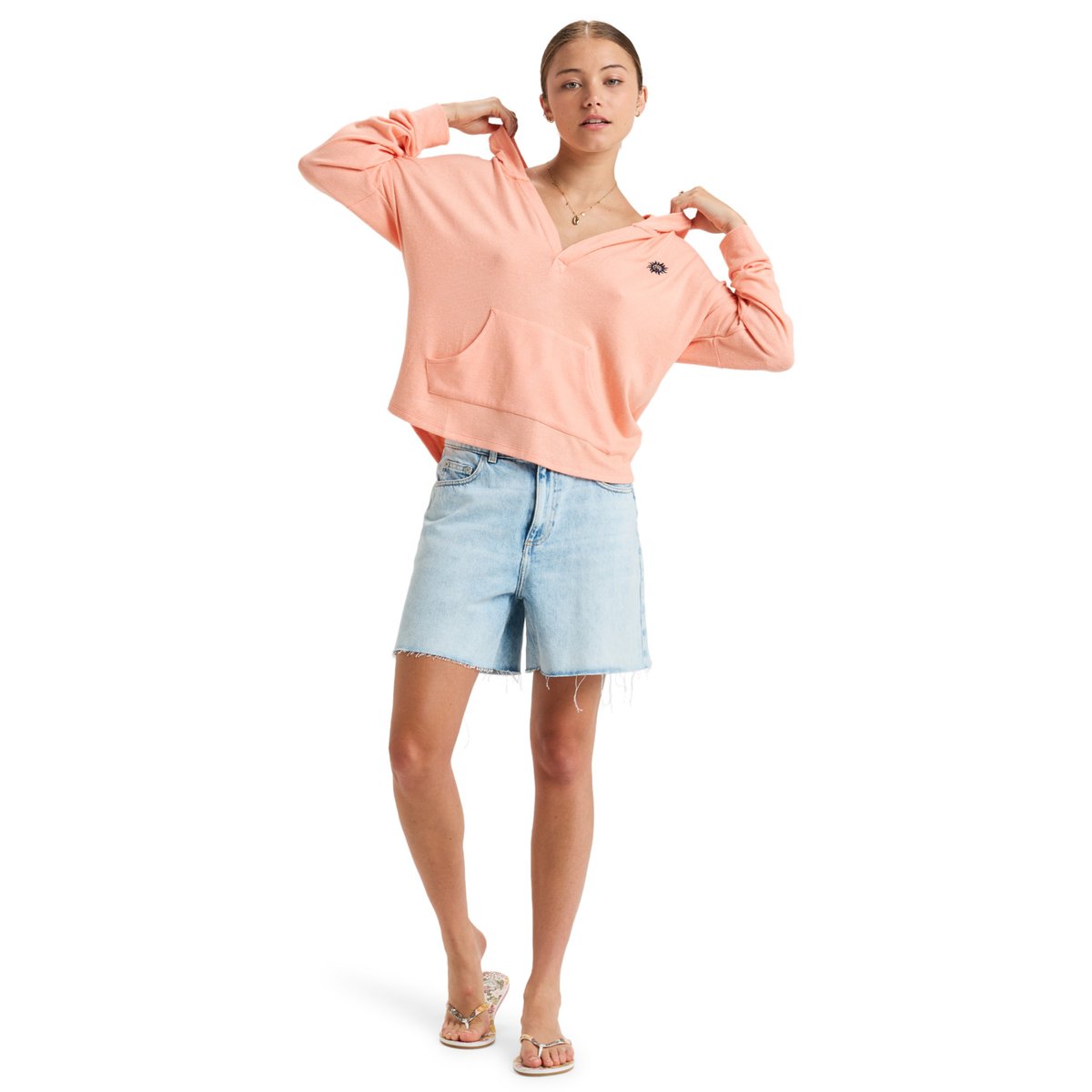 Sweat à capuche SUNDAY COZY. rose salmon, ROXY