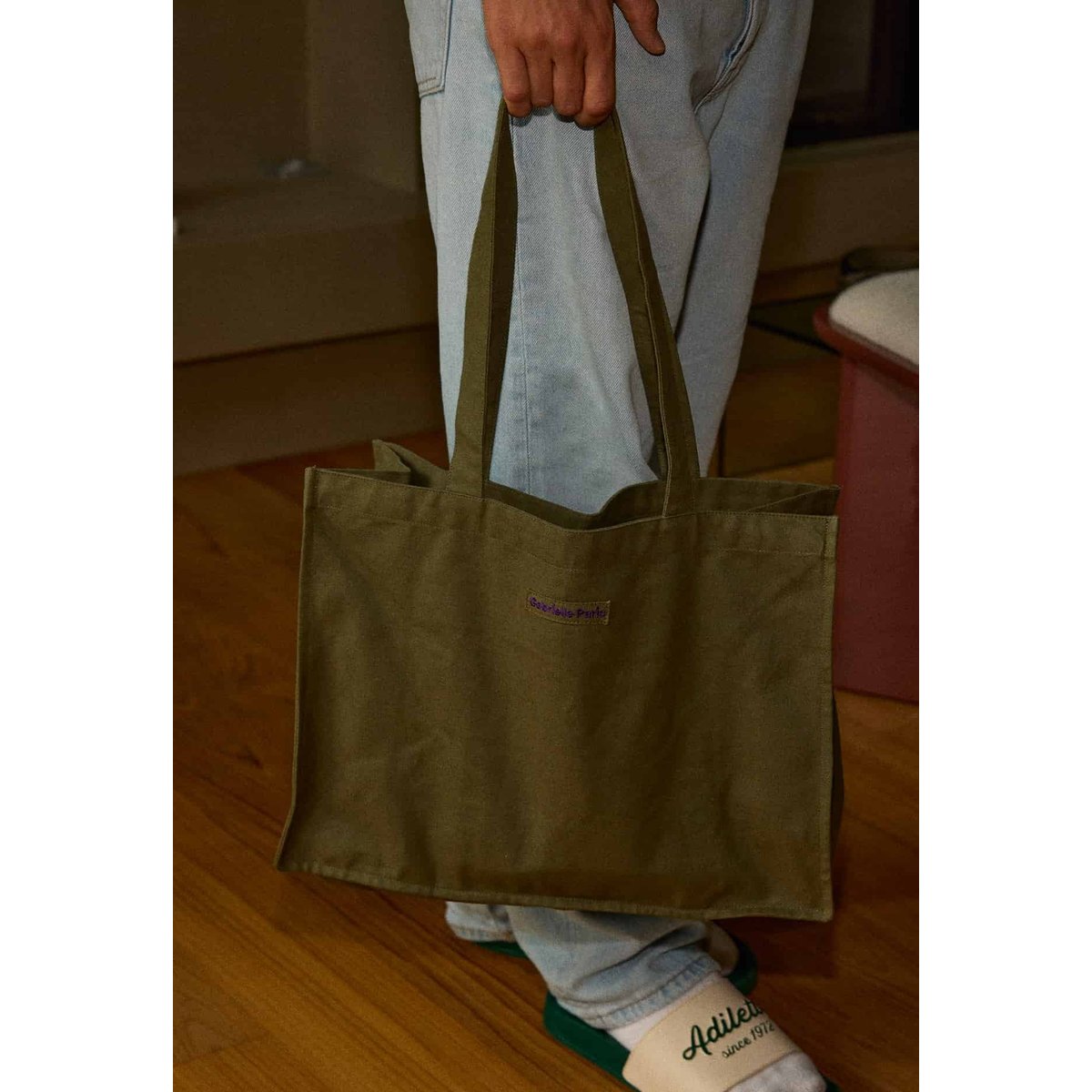 Sac 24h en coton, RAYURES kaki, GABRIELLE PARIS