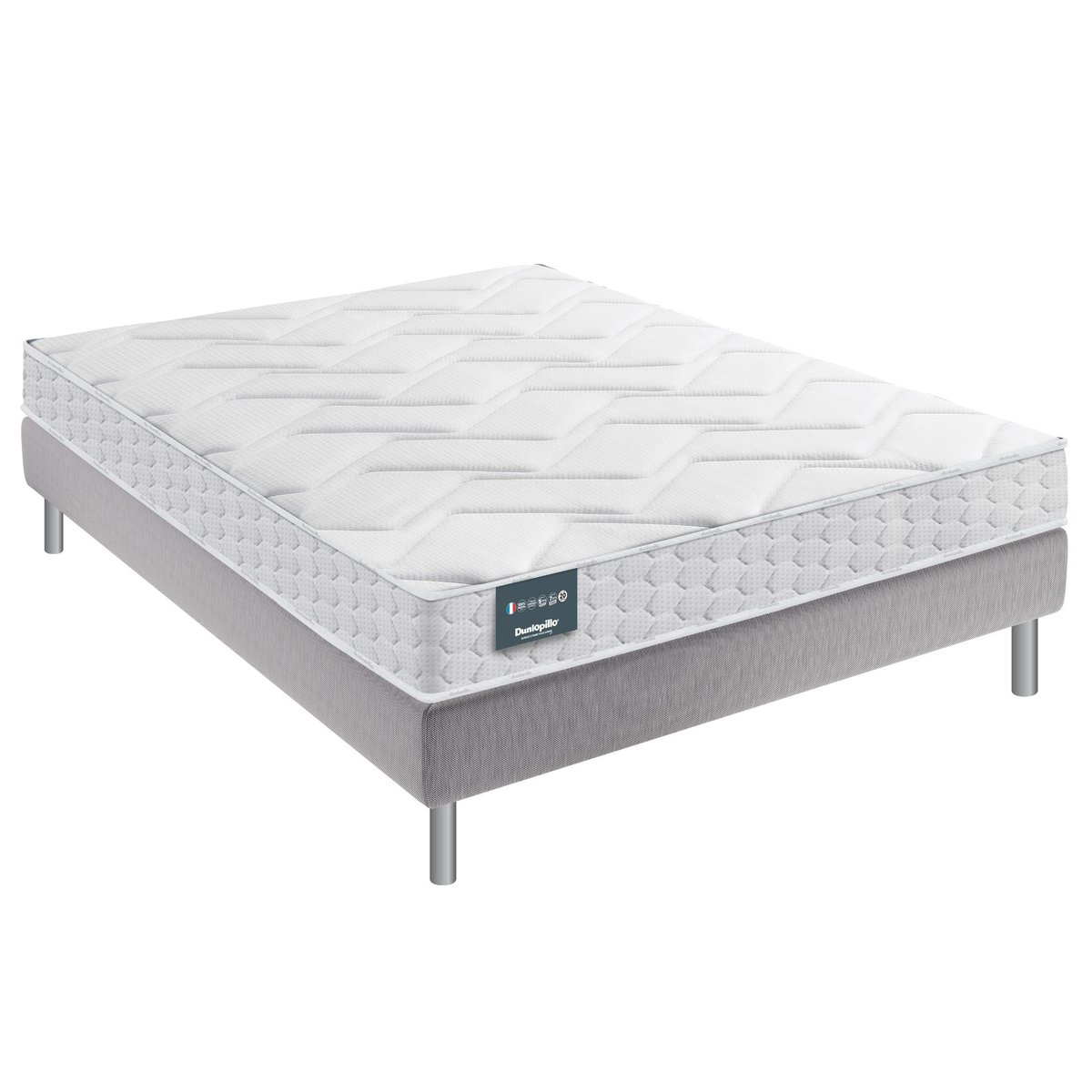 Matelas Aérial® 20cm, sommier pieds JONQUILLE blanc, DUNLOPILLO