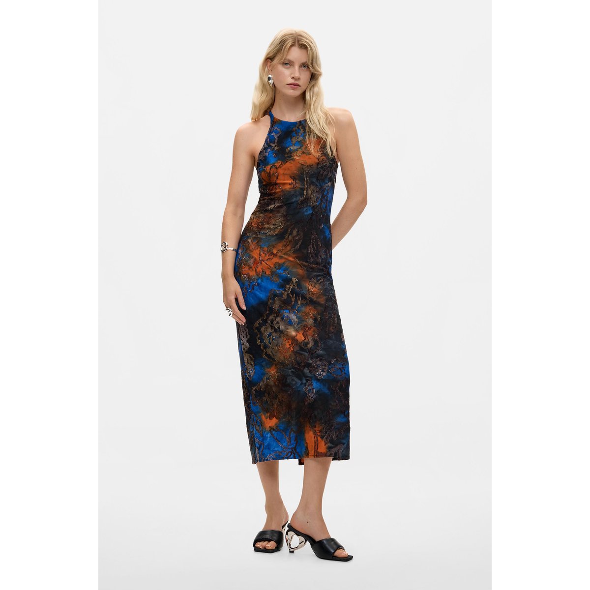 Robe à bretelles en maille bleu, DESIGUAL