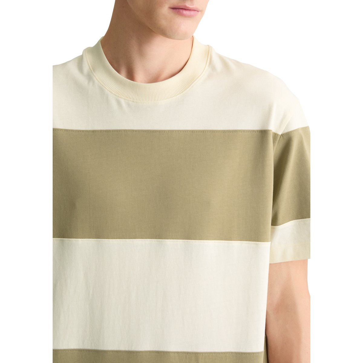 T-shirt relaxed avec des rayures en bloc cut-&-sew marron, MARC O’POLO DENIM