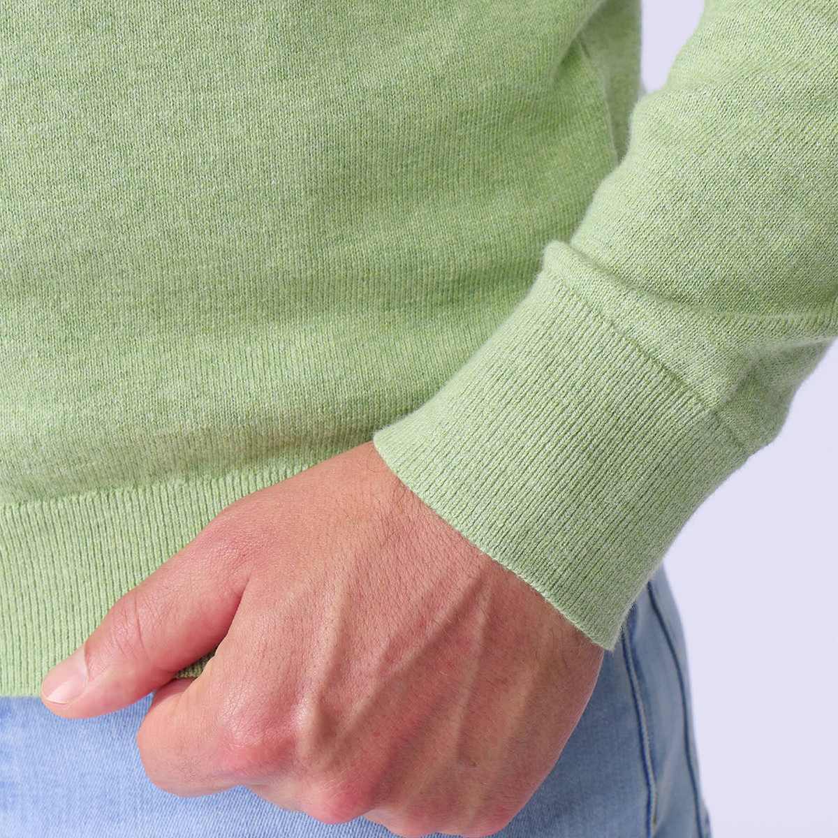 Pull col camionneur vert clair, MISE AU GREEN