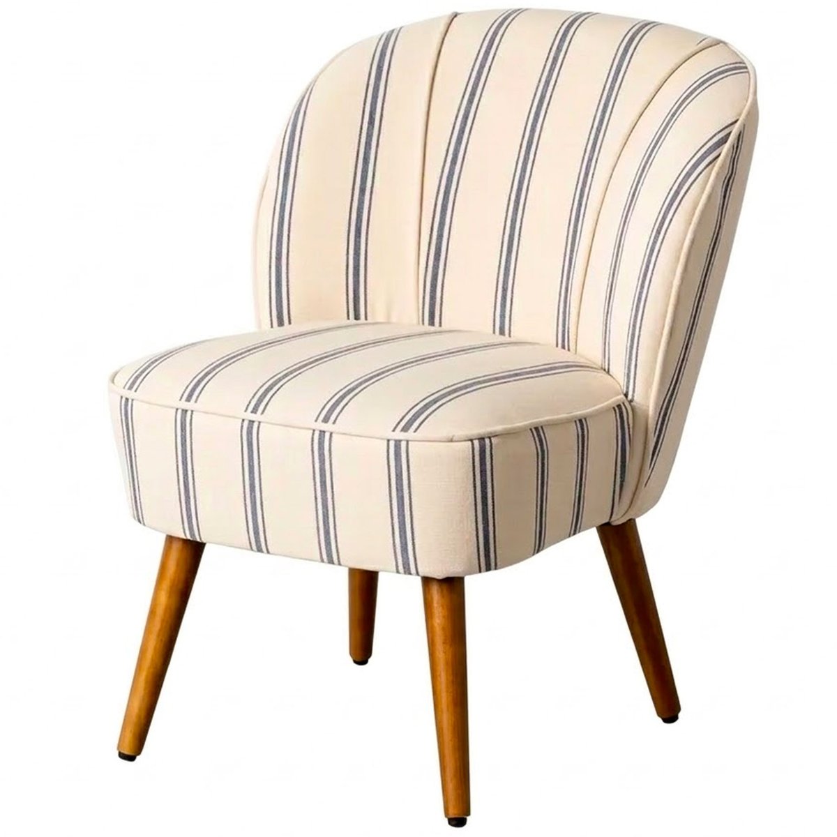 Fauteuil crapaud beige rayures bleues 54x64x73cm bleu, WADIGA