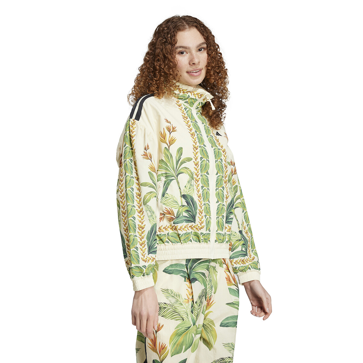 Giacca con zip stampata FARM RIO stampa verde/beige, ADIDAS SPORTSWEAR