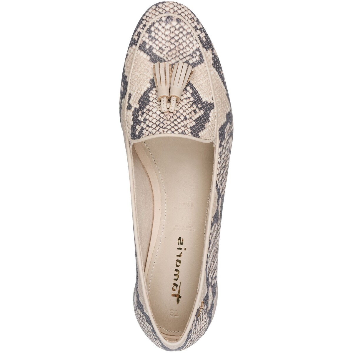Mocassins en cuir beige serpent, TAMARIS
