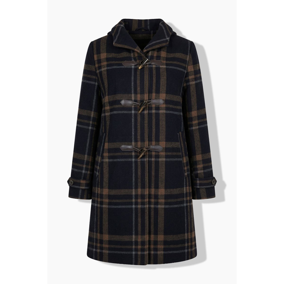 Manteau à carreaux, coupe évasée noir, ULLA POPKEN