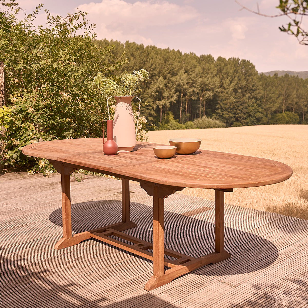 Table de jardin en teck huilé extensible 8/10 places  BALI marron, BERAH GETAH