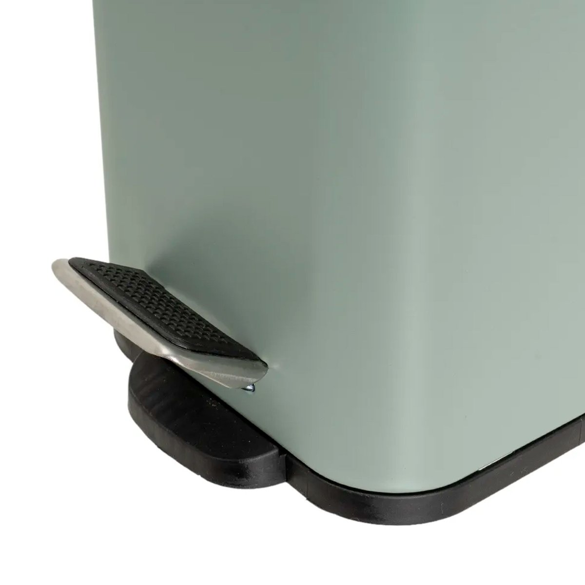 Poubelle de salle de bain rectangulaire métal vert sauge et bambou 5L vert, WADIGA