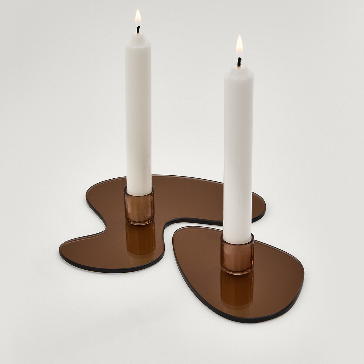 Lot de 2 bougeoirs en verre, ALESSIO ambre, AM.PM