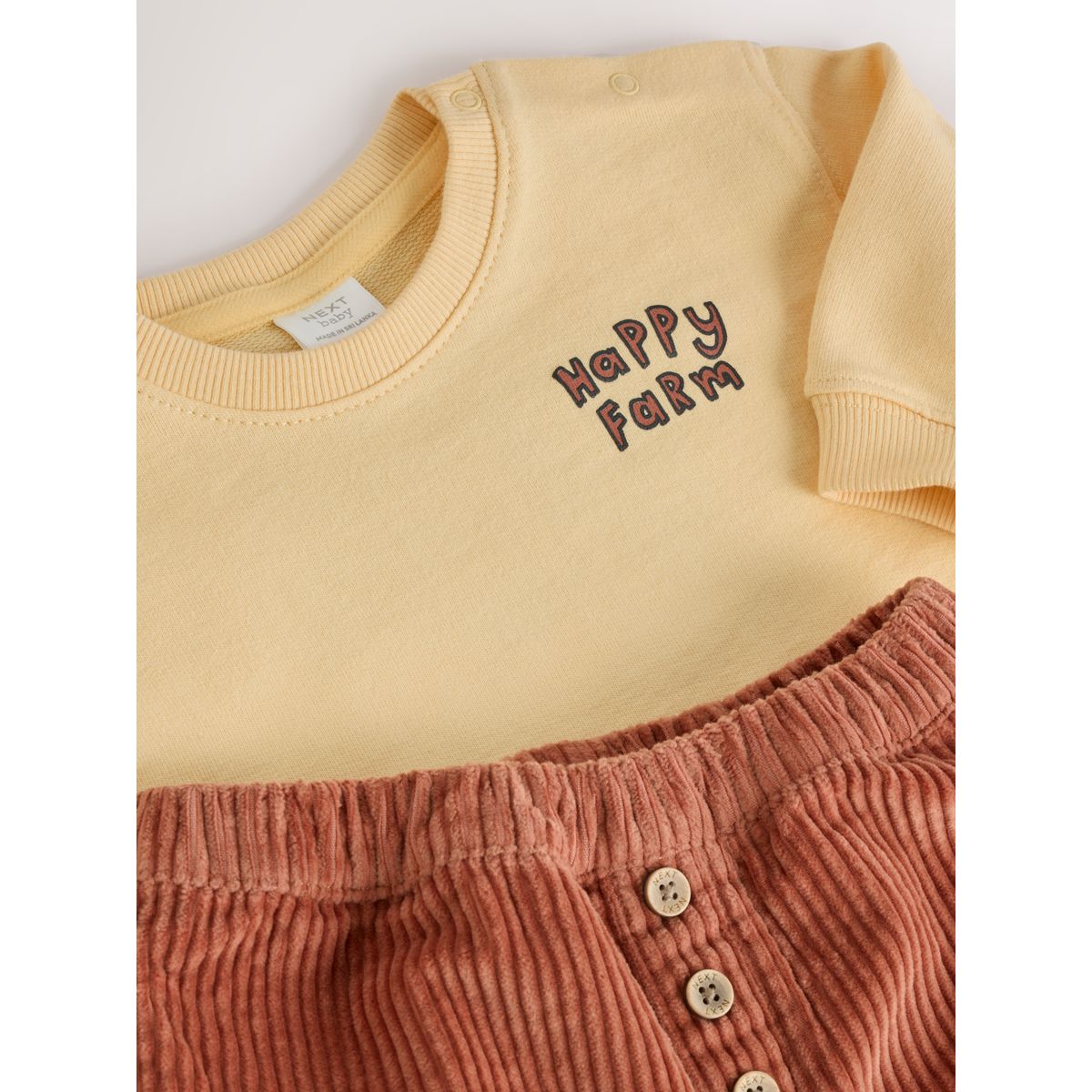Sweat et pantalon en velours côtelé bébé, 2 p ferme jaune, NEXT