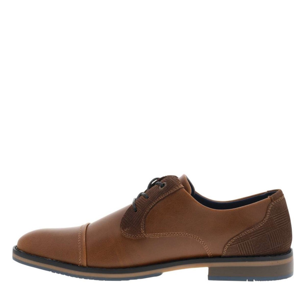 Derbies cognac à talon plat avec un logo embossé sur la languette brun, BULLBOXER