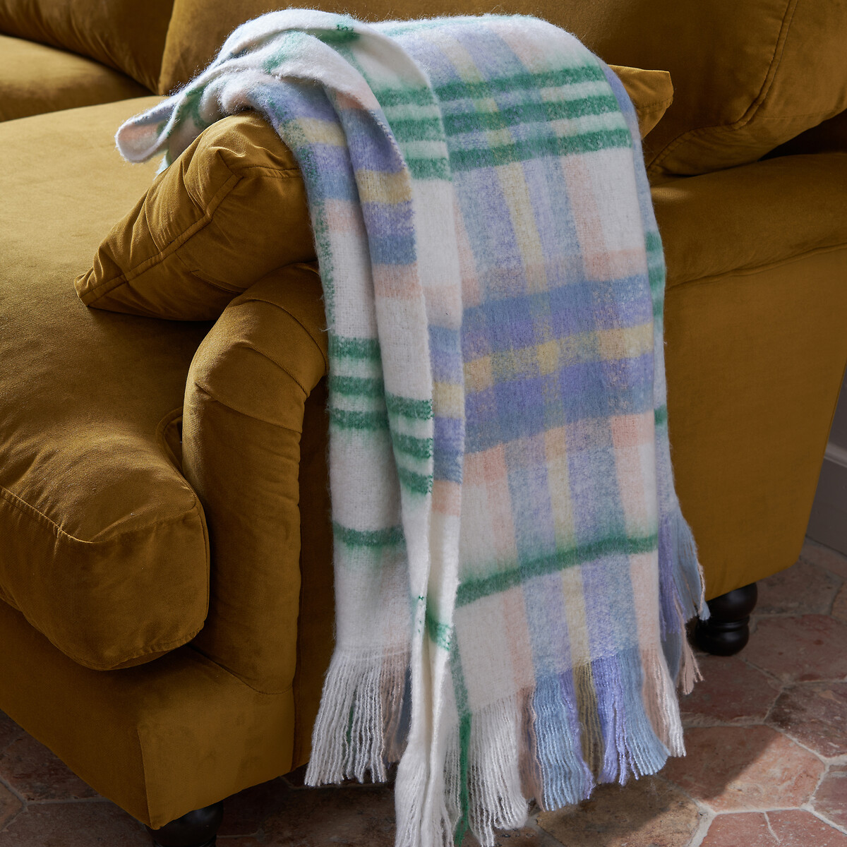 Plaid à carreaux frangé, Armand multicolore, LA REDOUTE INTERIEURS