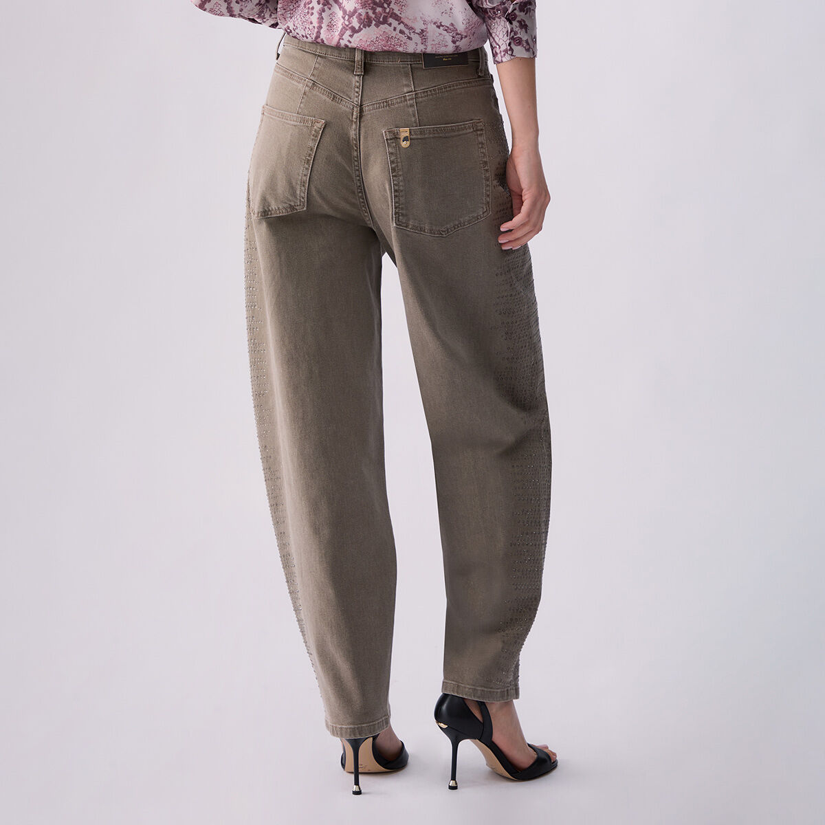 Pantalon ballon avec micro-strass beige, LIU JO