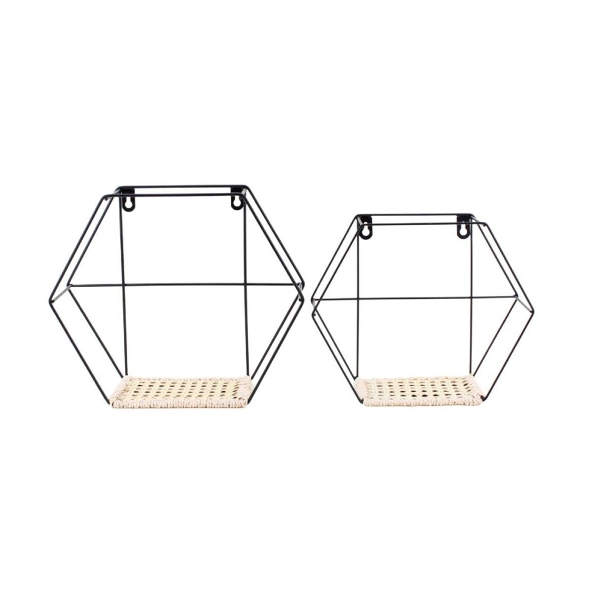 Set de 2 étagères murales hexagonales noir, ORNAMI