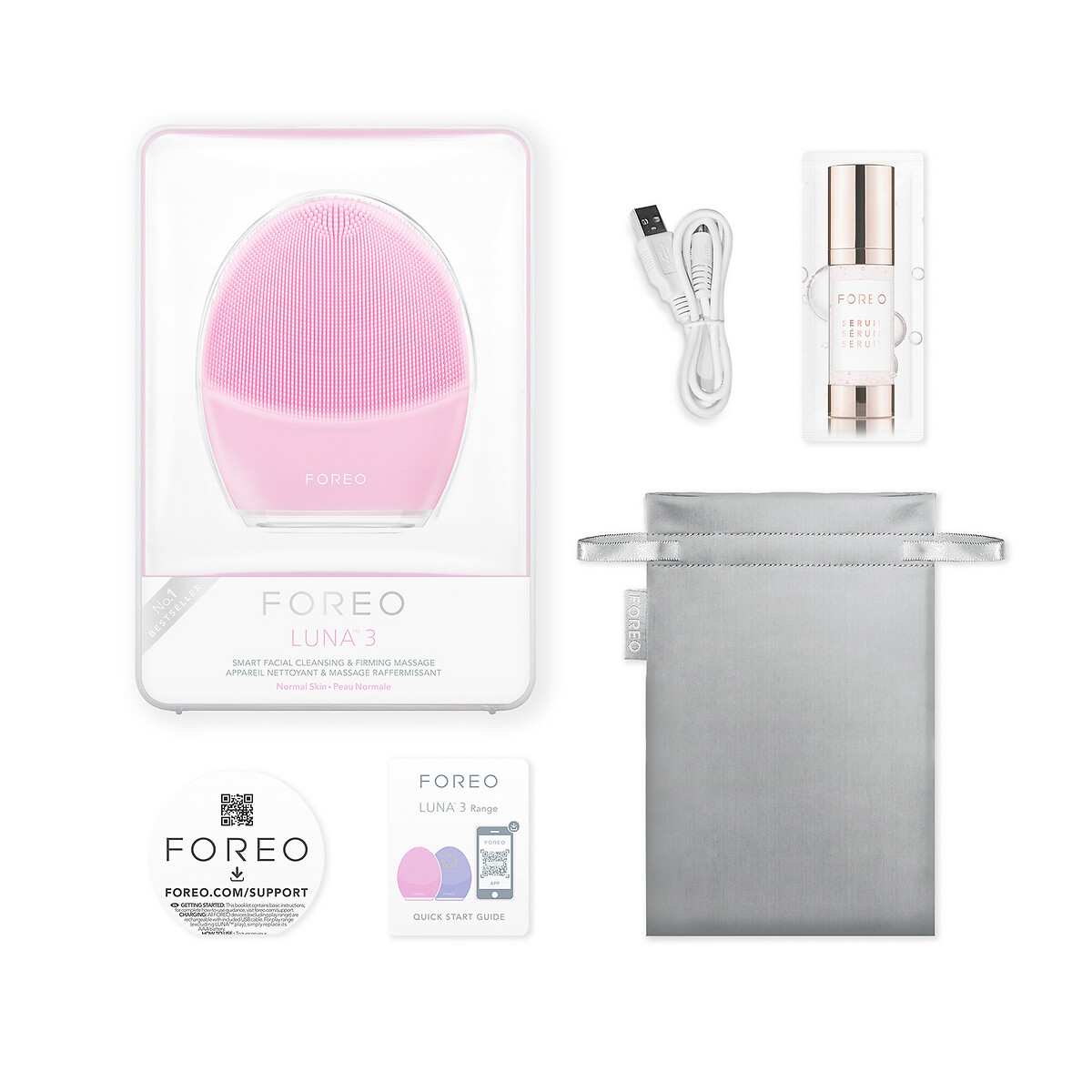 Luna 3 Facial Cleansing and Massaging Brush pink, FOREO