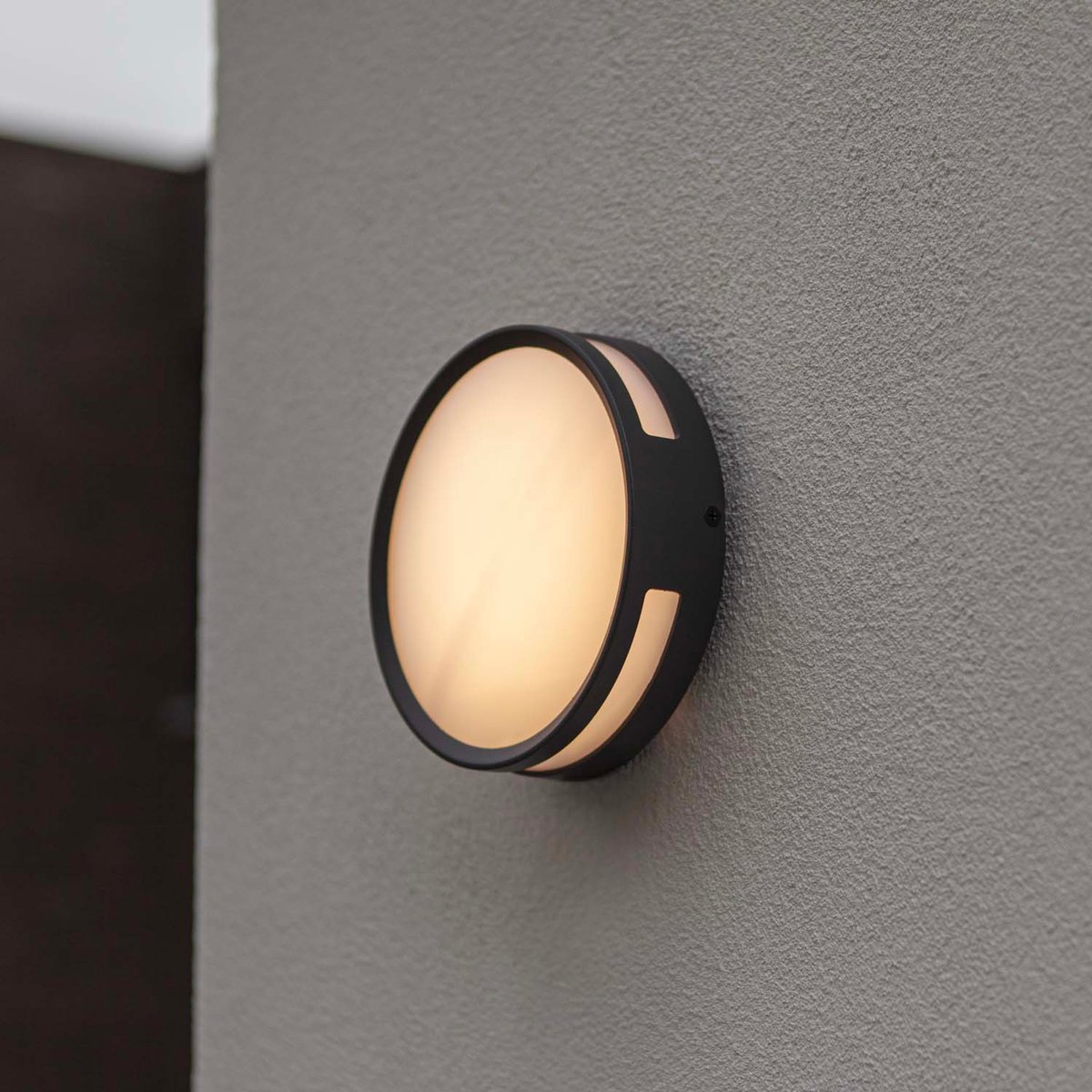 Applique murale d'extérieur sur secteur ROLA aluminium noir LED blanc chaud H4,8cm matt black, LUMISKY
