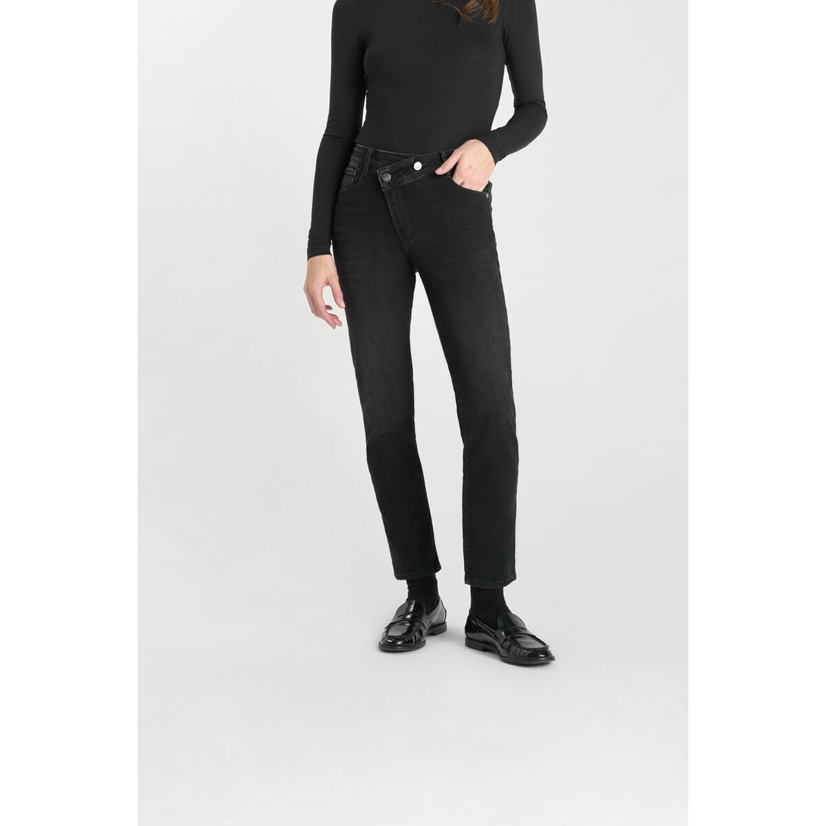 Jeans push-up droite PULP, 7/8ème black / black, LE TEMPS DES CERISES