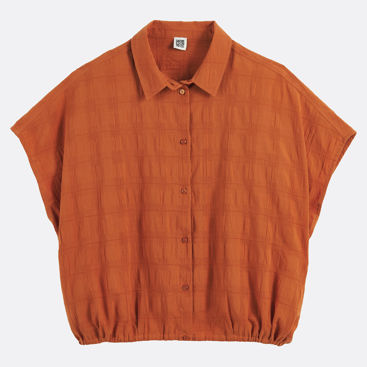 Camisa larga, mangas curtas castanho ferrrugem, LA REDOUTE COLLECTIONS