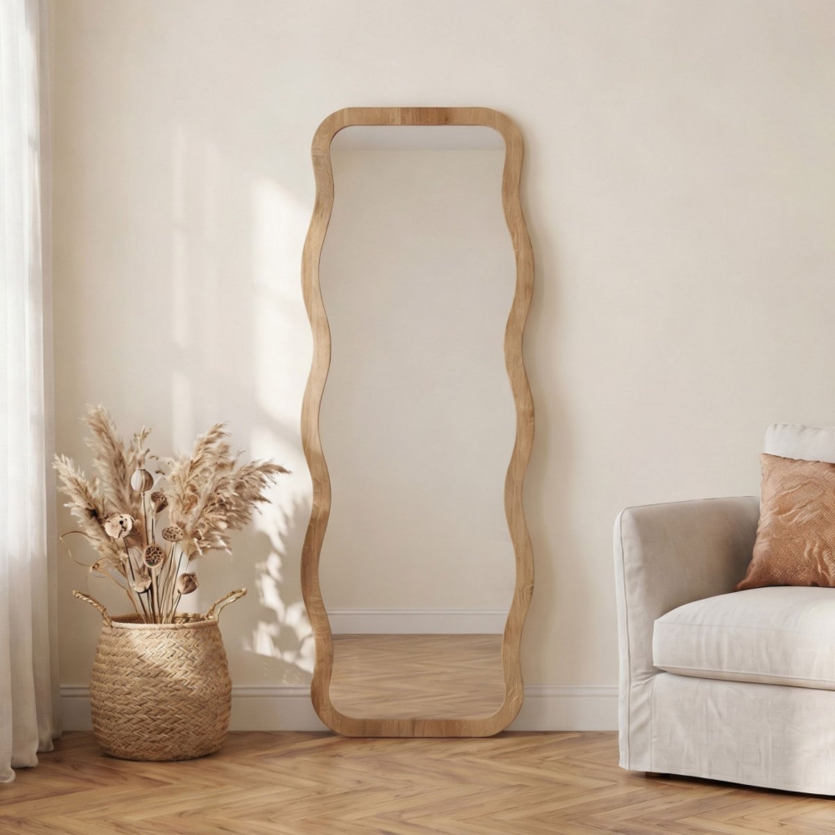 Miroir sur pieds en bois 50x160cm- LUNA bois clair, DRAWER
