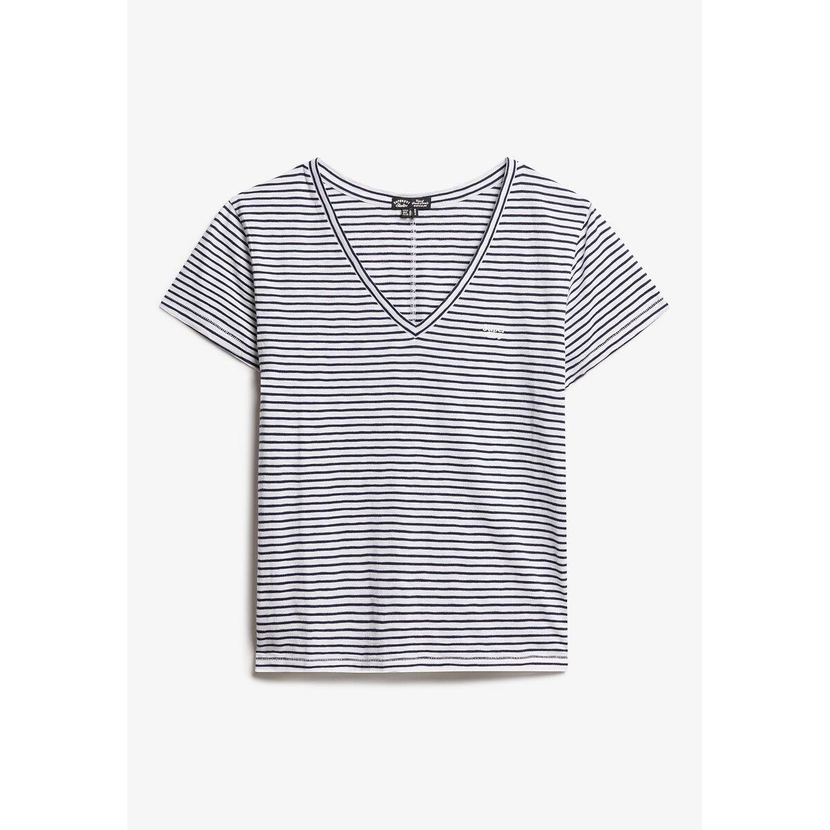 Plain V-Neck T-Shirt white/navy, SUPERDRY