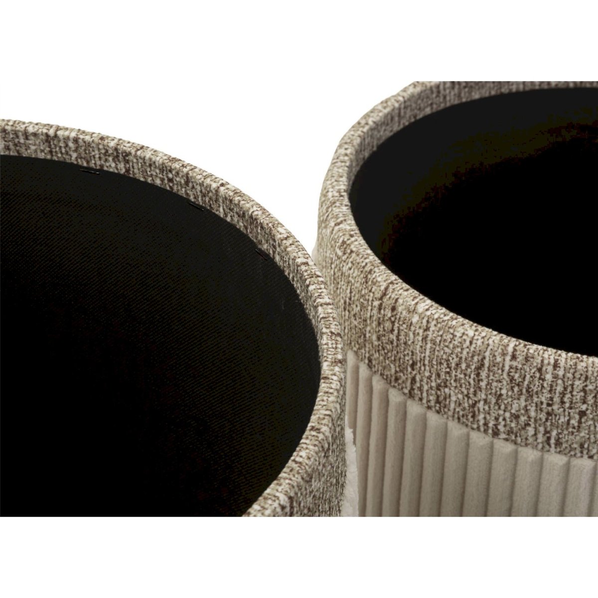 Lot de 3 poufs coffre gigognes côtelés MODERN crème, RECOLLECTION