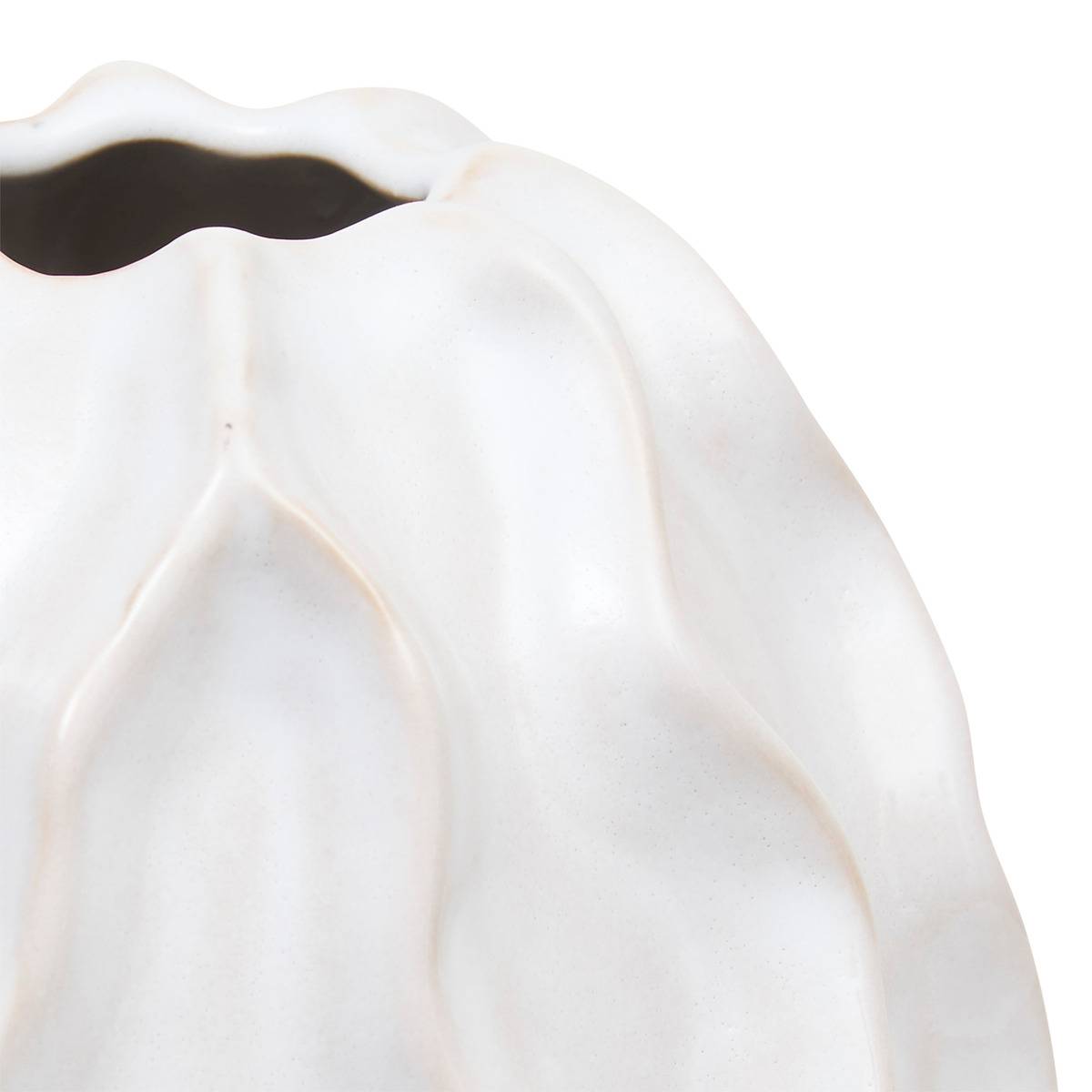 Vase texturé organique en grès émaillé SANDRI blanc, ATMOSPHERA