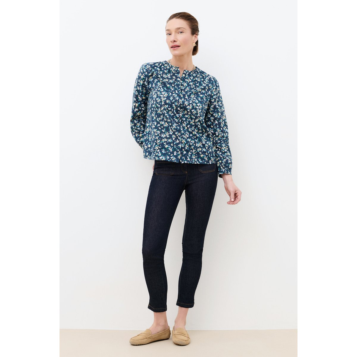 Chemise droite col rond COLOMBY noir, CAROLL