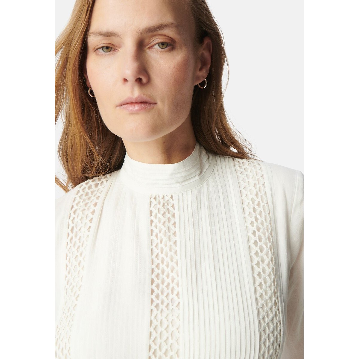 Lace Blouse, High Neck, Long Sleeves black, IKKS