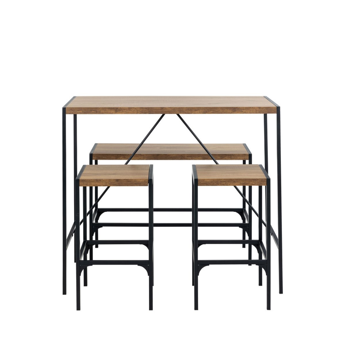 Ensemble table de bar pour 4 personnes en bois et métal H105cm- SKAL bois clair, DRAWER