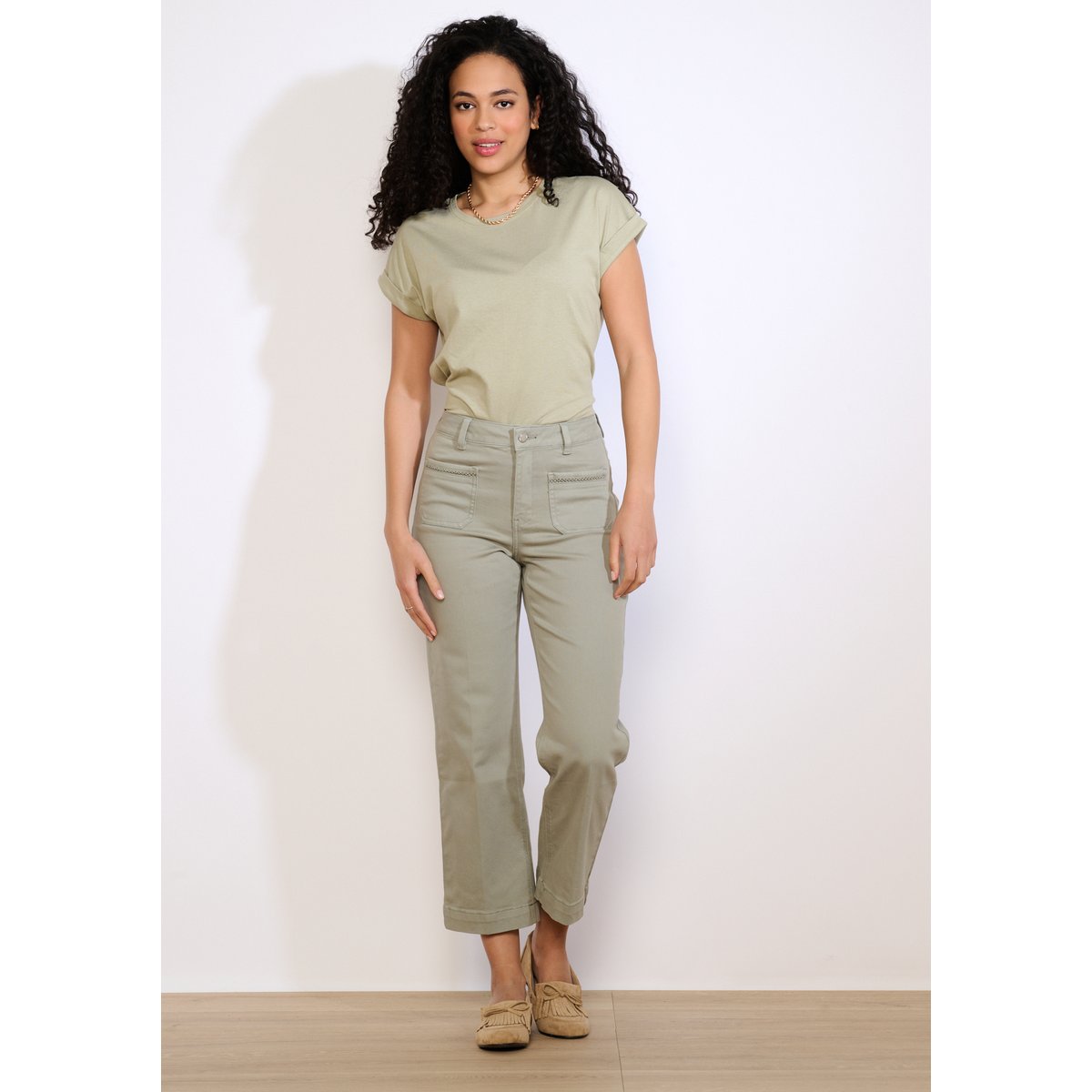 Pantalon 7/8 large avec poches khaki, LOLALIZA