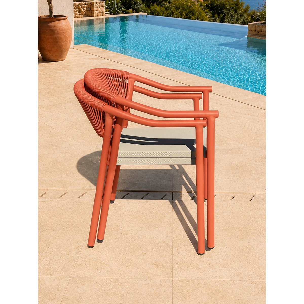 Ensemble repas de jardin en aluminium 8 places HANOI terracotta, DCB GARDEN