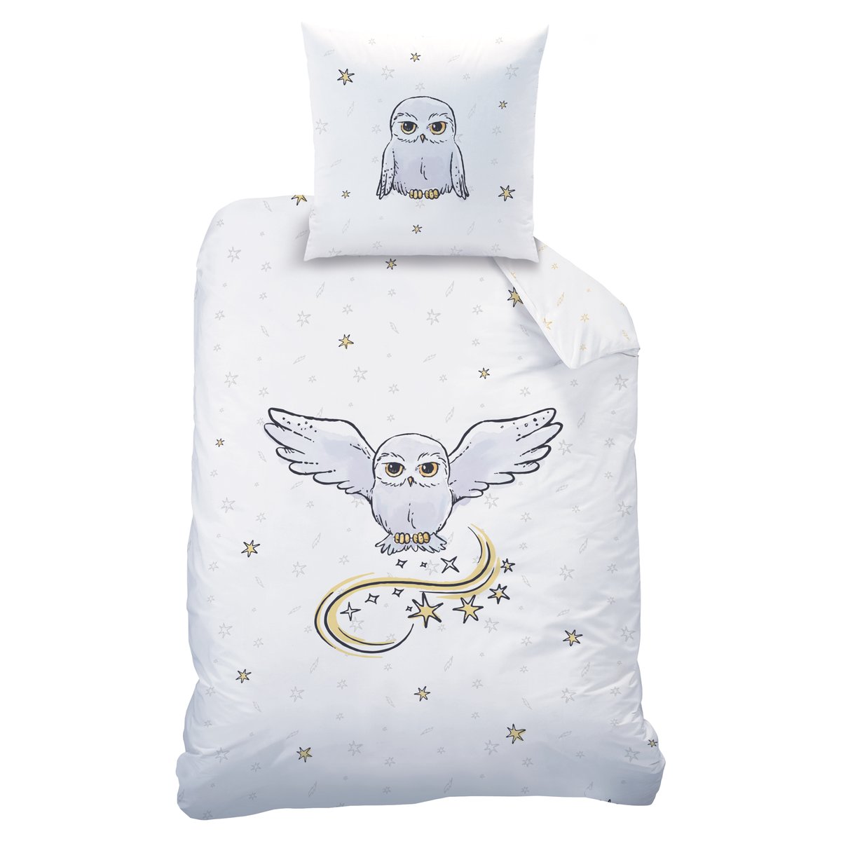 Parure de lit imprimée 100% coton, OWL blanc, HARRY POTTER