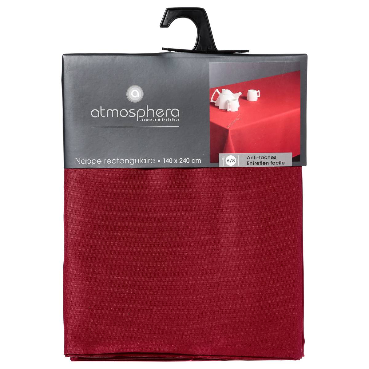 Nappe rectangulaire anti-tâche LALLIE rouge, ATMOSPHERA