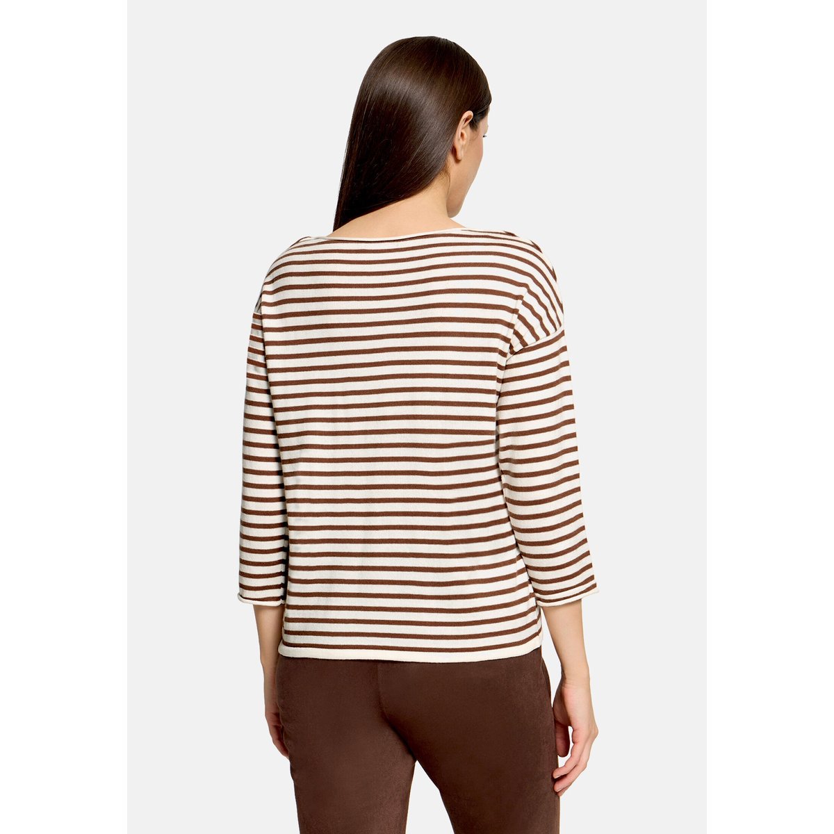 Pull-over en maille à encolure bateau patch cream/brown, BETTY BARCLAY