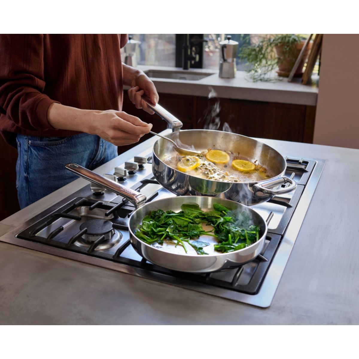Poêle Space 24cm avec poignée retractable inox argenté, JOSEPH JOSEPH